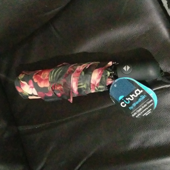 Cirra Floral Print By ShedRain Auto Open Auto Close Compact Umbrella NWT - Picture 3 of 5